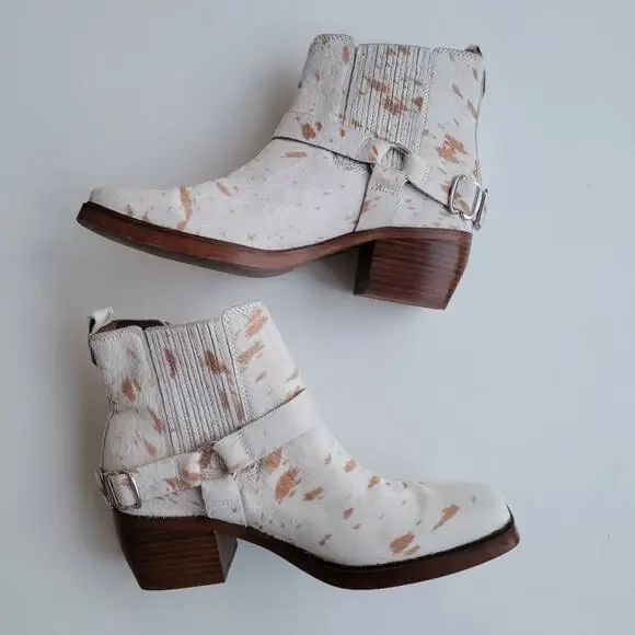 Sam Edelman Bellamie Calf Hair Western Booties in size 9.5 Ivory Brahma - Picture 7 of 12